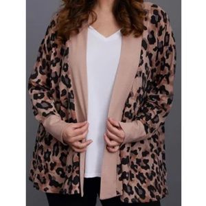 Seed to Style Organic Cotton Open Front Cardigan XL NWT A392635 QVC Animal Print